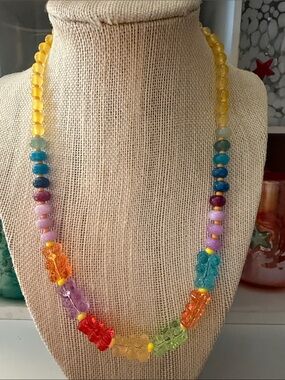 Colorful gummy bear beaded necklace